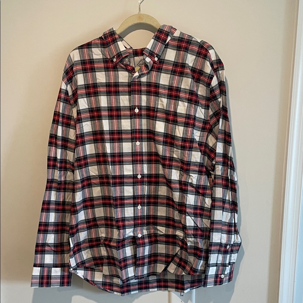 St. John's Bay Red and Black Plaid Button Down Shirt